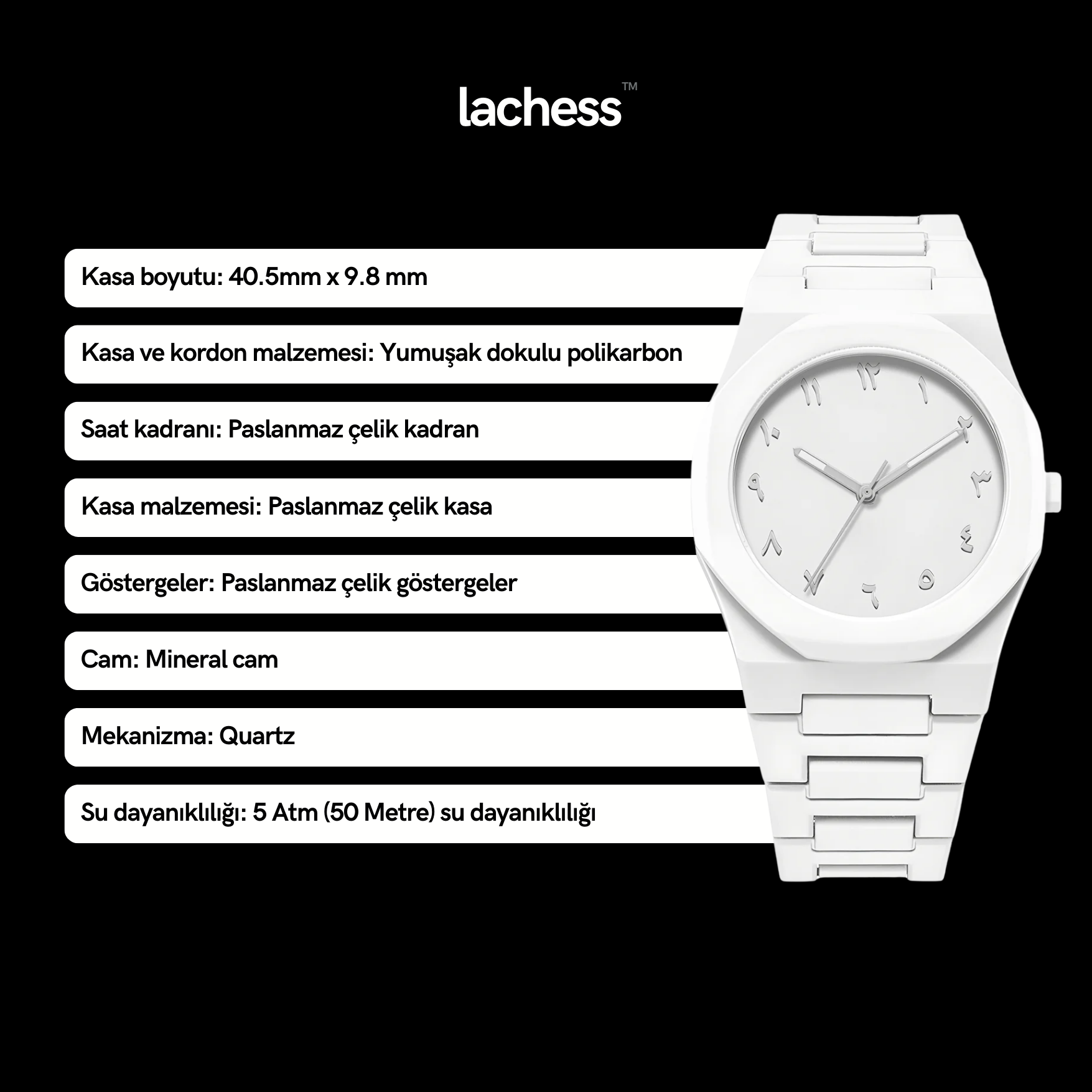 Arabic Full White Watch
