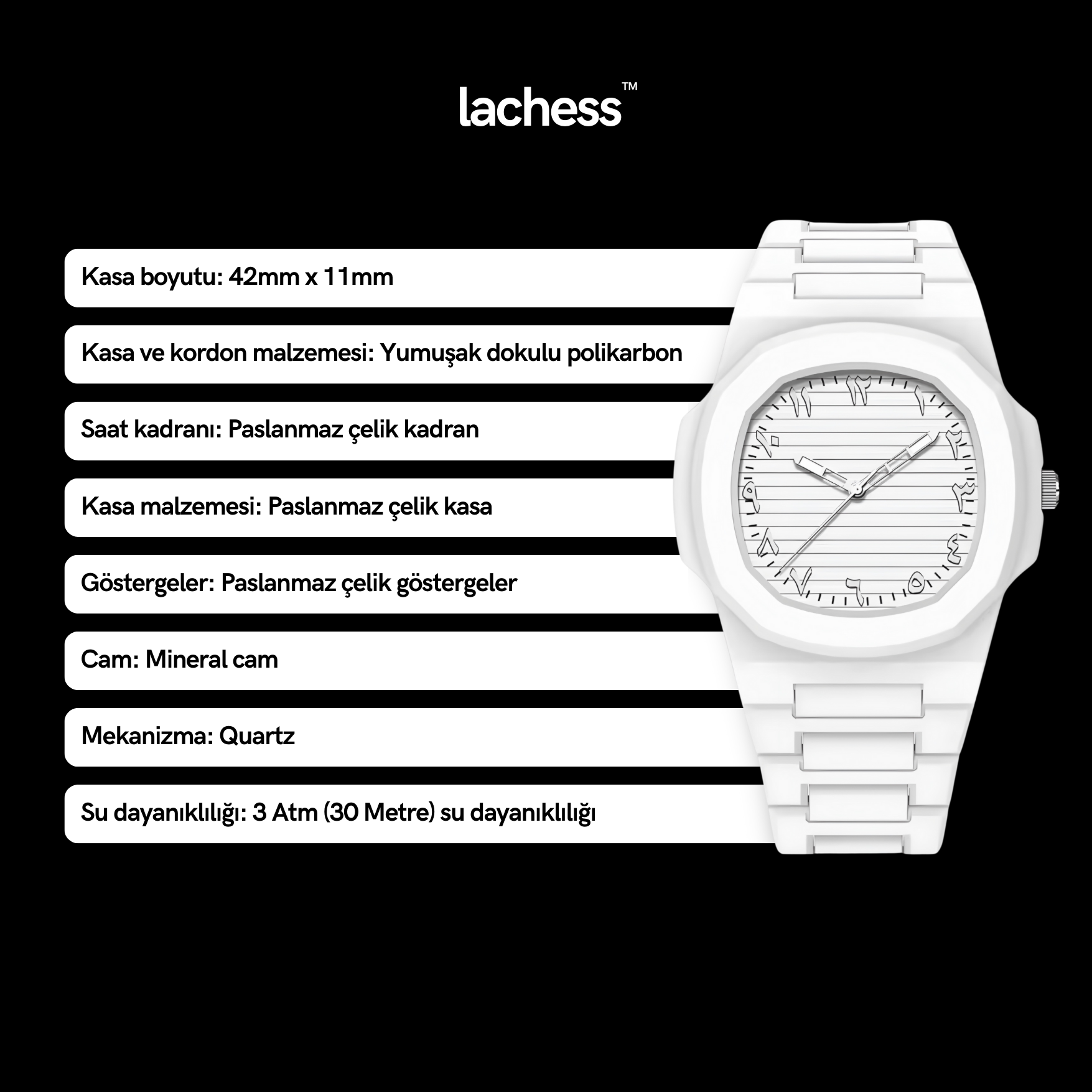 Arabic Raven Full White Watch